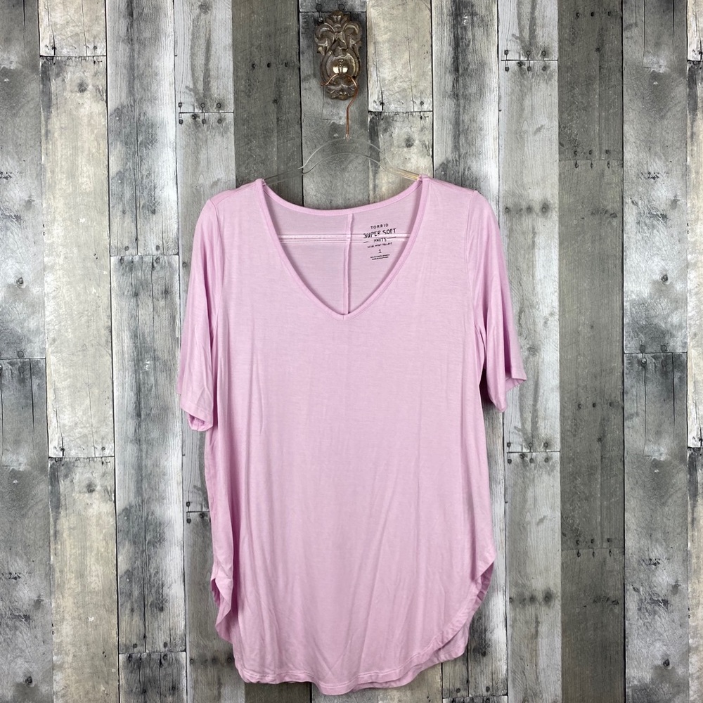 Torrid Super Soft Pink Favorite Tunic Tee Size 1 - Picture 4 of 13